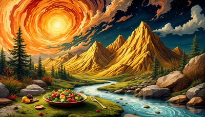 Vibrant Landscape Colorful Salad Plate Nature Wallpaper 4K 4342x2470 Ultrawide, 4k