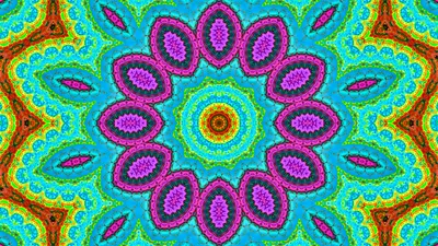 Colorful Abstract Kaleidoscope Concentric Abstract Wallpaper 4K 1920x1080 Colorful, Abstract, Kaleidoscope, With, Concentric, Floral, Mandala, In, Vivid, Pink, Turquoise, Yellow, Teal, Black, Ultrawide, Full HD