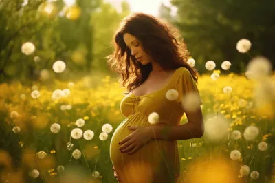 Pregnant Woman Dandelion Abstract Wallpaper 4K 2208x1471 Full HD, Ultrawide