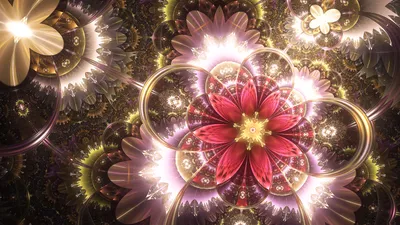 Psychedelic Cgi Vibrant Abstract Flower Wallpaper 4K, Abstract category