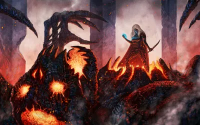 Bright Woman Wallpaper Fantasy Wallpaper 4K 2000x1250 A, Woman, Warrior, Stands, Triumphantly, On, Defeated, Dragon, Surrounded, Fiery, Landscapes, Dark, Gray, White, Ultrawide, Full HD