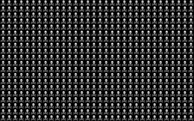 Skulls Amp Crossbones Abstract Wallpaper 4K 3840x2400 Skulls, Amp, Crossbones, Black, Gray, Blue, Ultrawide, 4K