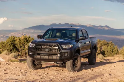 Dreamy Black Wallpaper Nature Wallpaper 4K 3600x2400 Black, Toyota, Tacoma, Vehicle, Parked, On, Desert, Dirt, Shrubs, Distant, Mountains, Quad, Gray, Landscape, QHD