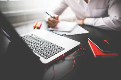 Entrepreneur Working His Macbook Abstract Wallpaper 4K 2208x1471 Full HD, Ultrawide