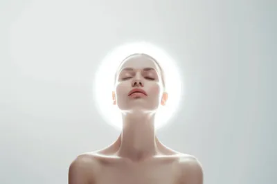 Minimalist Portrait Woman Glowing Light Minimal Wallpaper 4K 2208x1471 Full HD, Ultrawide