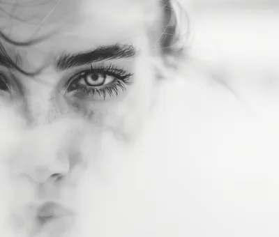 Black White Portrait Woman Hiding Black/Dark Wallpaper 4K 2208x1879 Full HD, Square