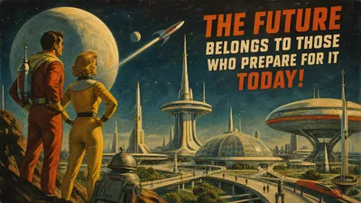 Motivational Retro Futuristic Cityscape Two World Wallpaper 4K 3838x2158 Retro-futuristic, Ultrawide, QHD