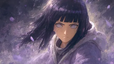 Hinata Hyuga Portrait Soft Purple Abstract Wallpaper 4K 3838x2158 Hues, Wind-swept, Hair, Ultrawide, QHD