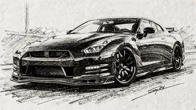 Black White Sketch Sports Cars Wallpaper 4K 4606x2590 Black-and-white, Gt-r, High-detail, Ultrawide, 4k