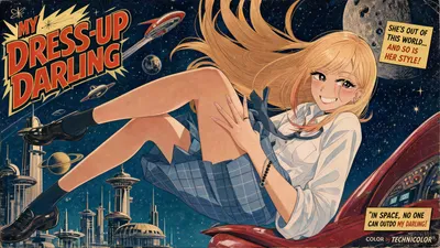 Dress Darling Cheerful Blonde Space Wallpaper 4K 3838x2158 Dress-up, Ultrawide, QHD