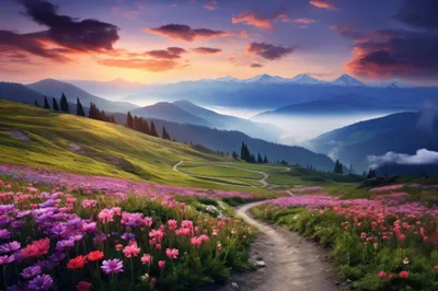 Nature Mountain Scenery Flowers Nature Wallpaper 4K 2208x1471 Full HD, Ultrawide