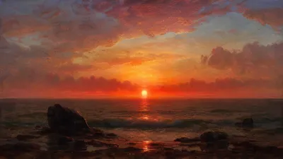 Ocean Sunset Glowing Nature Wallpaper 4K 3838x2158 Ultrawide, QHD