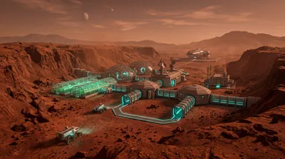 Mars Colony Illuminated Nature Wallpaper 4K 5502x3070 Ultrawide, 4k