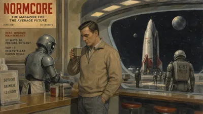Normcore Retro Futuristic Man Plain Space Wallpaper 4K 3838x2158 Retro-futuristic, Ultrawide, QHD