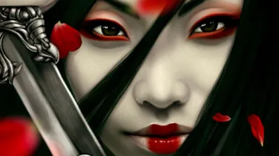 Calm Fierce Wallpaper Fantasy Wallpaper 4K 1920x1080 A, Fierce, Woman, Warrior, Gazes, Intensely, Her, Striking, Features, Framed, Flowing, Black, Gray, White, Ultrawide, Full HD