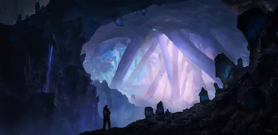 Dark Fantasy Adventurer Standing Inside Fantasy Wallpaper 4K 1920x936 A, Dark, Fantasy, Scene, Of, An, Adventurer, Standing, Inside, Vast, Glowing, Cave, White, Gray, Ultrawide, Full HD