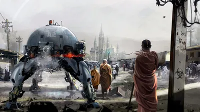 Robot Sci City Technology Wallpaper 4K 1920x1080 Robot, Sci, Fi, City, Hd, Desktop, White, Ultrawide, Full HD