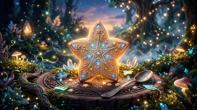 Star Shaped Sugar Cookie Glittering Space Wallpaper 4K 5502x3070 Star-shaped, Blue, Ultrawide, 4k