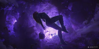 Woman Space Suit Space Wallpaper 4K 2300x1150 A, Woman, In, Space, Suit, Floats, Purple-hued, Cosmic, Sci-fi, Themed, Desktop, Brown, Ultrawide, Full HD