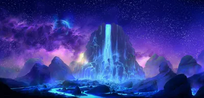 Vivid Fantasy Wallpaper Nature Wallpaper 4K 2255x1080 A, Fantasy, Hd, Desktop, Wallpaper, Featuring, Mystical, Waterfall, Cascading, Down, Mountain, Under, Brown, Ultrawide, Full HD