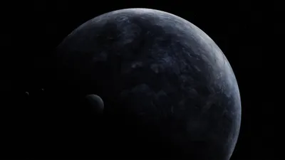 Dark Sci Planet Space Wallpaper 4K 3840x2160 4k, Ultra, Hd, Pc, Desktop, Wallpaper, Of, A, Dark, Sci-fi, Planet, Smaller, Gray, Ultrawide