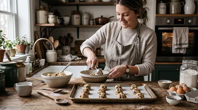 Woman Joyfully Baking Abstract Wallpaper 4K 5502x3070 Ultrawide, 4k