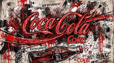 Vibrant Graffiti Coca Cola Red Black/Dark Wallpaper 4K 5502x3070 Graffiti-style, Coca-cola, Ultrawide, 4k
