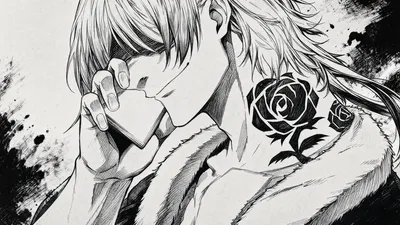 Black White Manga Portrait Black/Dark Wallpaper 4K 3838x2158 Black-and-white, Manga-style, Long-haired, Ultrawide, QHD