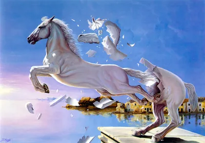 Calm Fantasy Wallpaper Fantasy Wallpaper 4K 1763x1235 A, Fantasy, Hd, Wallpaper, Featuring, Majestic, White, Horse, Breaking, Through, Surreal, Barrier, Green, Pink, Landscape