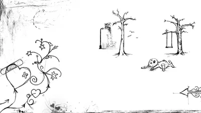 Artistic Dark Emo Pen Animals Wallpaper 4K 1920x1080 Hd, Artistic, Desktop, Wallpaper, Featuring, A, Dark, Emo-style, Pen, Sketch, Heart-adorned, Tree, White, Ultrawide, Full HD