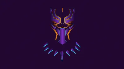 Minimalist Neon Black Panther Marvel Wallpaper 4K, Minimal category