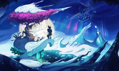 Moody Yooka Wallpaper Space Wallpaper 4K 5800x3465 5k, Ultra, Hd, Pc, Wallpaper, Of, Yooka-laylee, Silhouetted, Snowy, Cliff, Beneath, Pink-leaved, White, Ultrawide, 4K
