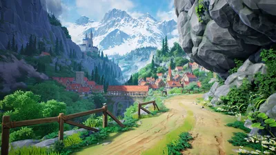 Fantasy City Scenic Village Nestled Wallpaper 4K, Nature category