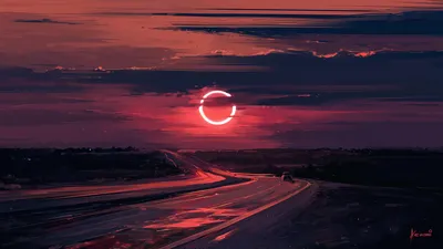 Fantasy Empty Eclipse Nature Wallpaper 4K 1920x1080 Hd, Desktop, Wallpaper:, Of, A, Fantasy, Scene, Featuring, Empty, Road, Under, Eclipse, Brown, Ultrawide, Full HD