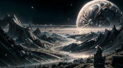 Abstract Alien Landscape Distant Space Wallpaper 4K 2784x1536 Abstract, Alien, Landscape, Of, A, Distant, World, With, Rugged, Terrain, Massive, Intricate, Gray, Ultrawide, QHD