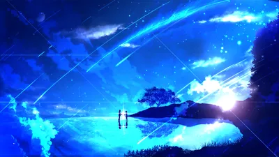 Moody Fantasy Wallpaper Space Wallpaper 4K 1920x1080 Fantasy, Anime, Wallpaper, From, Your, Name, Featuring, A, Serene, Starry, Night, White, Red, Pink, Ultrawide, Full HD