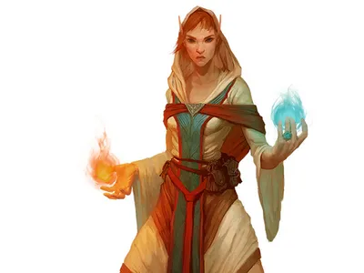 Vibrant Fantasy Wallpaper Fantasy Wallpaper 4K 1440x1081 Fantasy, Woman, Warrior, In, A, Hooded, Robe, Holding, Blue, Orange, Magic, Orbs, White, Landscape