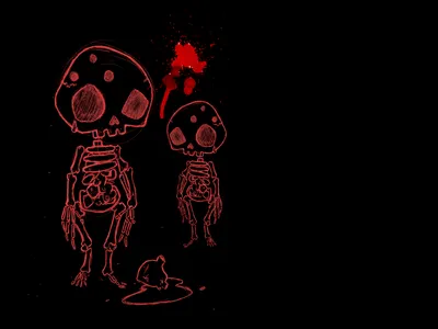 Dark Abstract Wallpaper Black/Dark Wallpaper 4K 1600x1200 Abstract, Art, Of, Two, Red, Skeletal, Figures, Against, Dark, Desktop, Black, Landscape