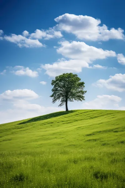 Solitaire Tree Green Hill Nature Wallpaper 4K 2208x3313 Tree, Full HD, Portrait