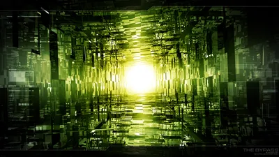 Abstract Green Digital Tunnel Wallpaper 4K, Technology category