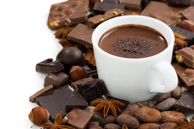 Cup Rich Coffee Surrounded Space Wallpaper 4K 5616x3744 Hd, Desktop, Wallpaper, Featuring, A, Cup, Of, Rich, Coffee, Surrounded, Chunks, Chocolate, White, Landscape, 4K