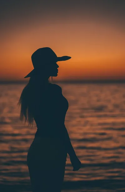 Silhouette Woman After Sunset Nature Wallpaper 4K 2208x3386 Sea, Full HD, Portrait