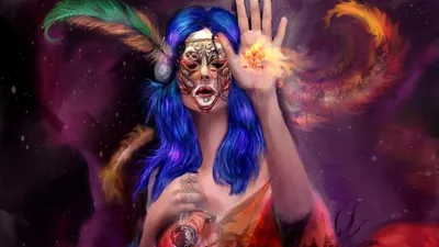Fantasy Themed Witch Fantasy Wallpaper 4K 1920x1080 Fantasy-themed, Hd, Pc, Desktop, Wallpaper, Featuring, A, Witch, Vivid, Blue, Hair, Mystical, Gray, Ultrawide, Full HD