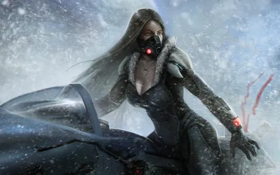Moody Fantasy Wallpaper Fantasy Wallpaper 4K 2560x1600 A, Fantasy-themed, Hd, Wallpaper, Featuring, Woman, In, Futuristic, Outfit, Battling, Against, Snowy, Gray, Ultrawide, QHD