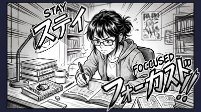 Manga Intense Student Studying Abstract Wallpaper 4K 5502x3070 Manga-style, Ultrawide, 4k