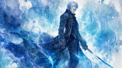 Vergil Devil May Cry Icy Abstract Wallpaper 4K 3838x2158 Blue, Coat, Ultrawide, QHD