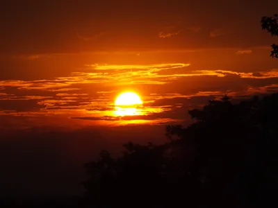 Sunset Casts Vibrant Orange Wallpaper 4K, Nature category