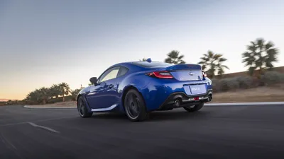 Blue Subaru Brz Sports Car Cars Wallpaper 4K 3840x2160 Blue, Subaru, Brz, Sports, Car, Driving, Past, Palm, Trees, Sunset, Ultra, Desktop, White, Gray, Ultrawide, 4K