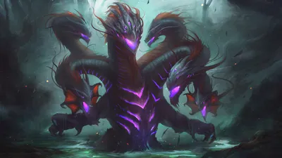 Bright Mesmerizing Wallpaper Fantasy Wallpaper 4K 5760x3240 Hd, Desktop, Wallpaper, Featuring, A, Mesmerizing, Fantasy, Hydra, Multiple, Glowing, Purple, Heads, Gray, Ultrawide, 4K