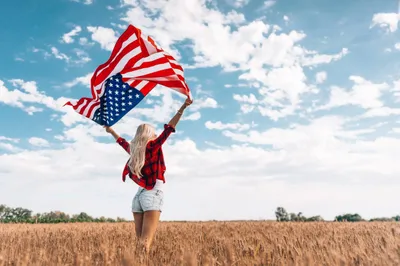Woman Celebrating Independence Day Abstract Wallpaper 4K 2208x1471 Full HD, Ultrawide